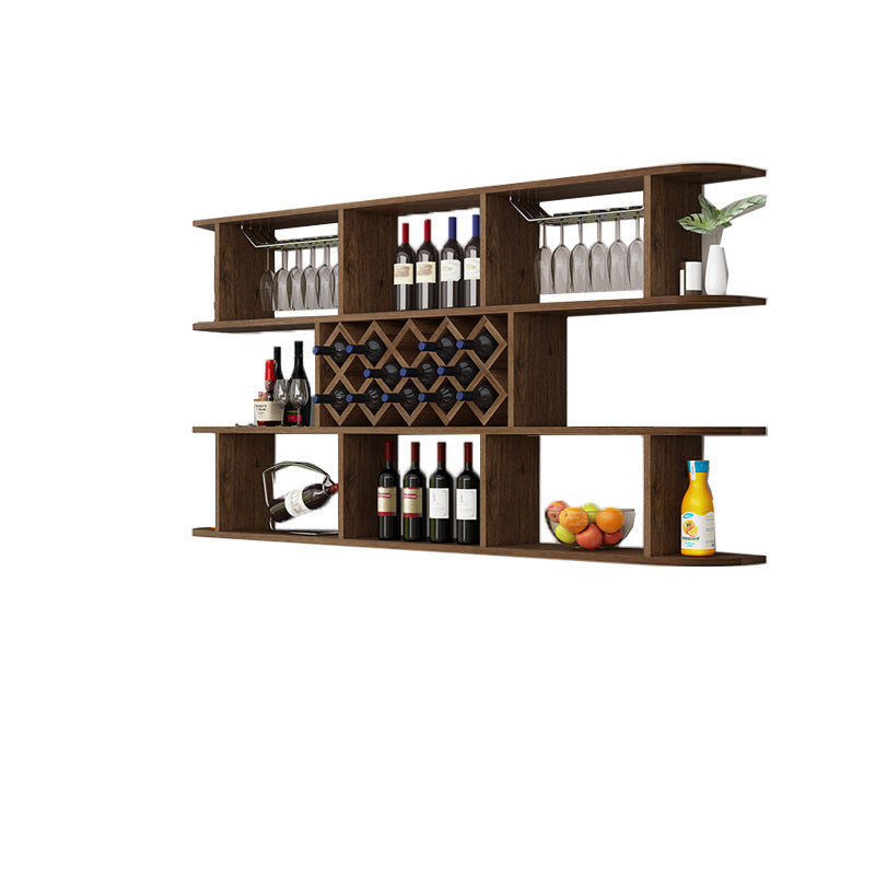 Modern Hanging Wine Bottle Holder Wooden Kitchen Wine Rack Bottle 79"L x 9"W x 41"H Nut-Brown 1 Piece Clearhalo 'furn' 'furn_wine_racks' 'Furniture' 'Kitchen & Dining Furniture' 'Wine Racks' 'wine_racks' 7471526