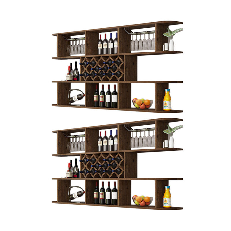 Modern Hanging Wine Bottle Holder Wooden Kitchen Wine Rack Bottle 79"L x 9"W x 41"H Nut-Brown 2 Piece Set Clearhalo 'furn' 'furn_wine_racks' 'Furniture' 'Kitchen & Dining Furniture' 'Wine Racks' 'wine_racks' 7471527