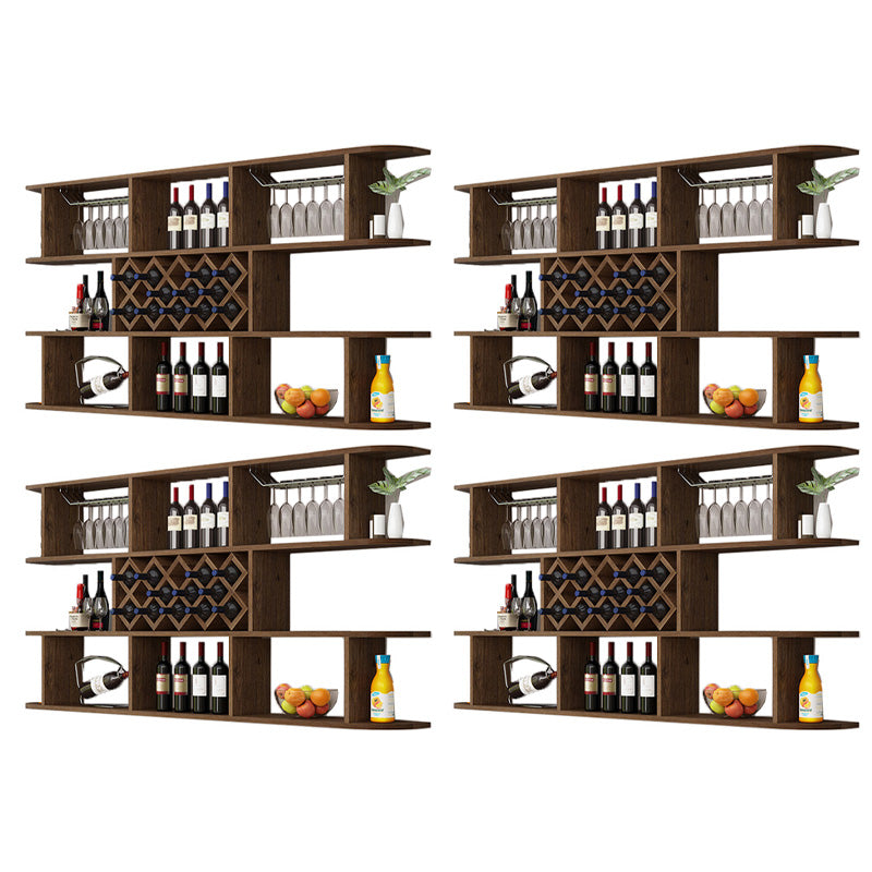 Modern Hanging Wine Bottle Holder Wooden Kitchen Wine Rack Bottle 79"L x 9"W x 41"H Nut-Brown 4 Piece Set Clearhalo 'furn' 'furn_wine_racks' 'Furniture' 'Kitchen & Dining Furniture' 'Wine Racks' 'wine_racks' 7471528