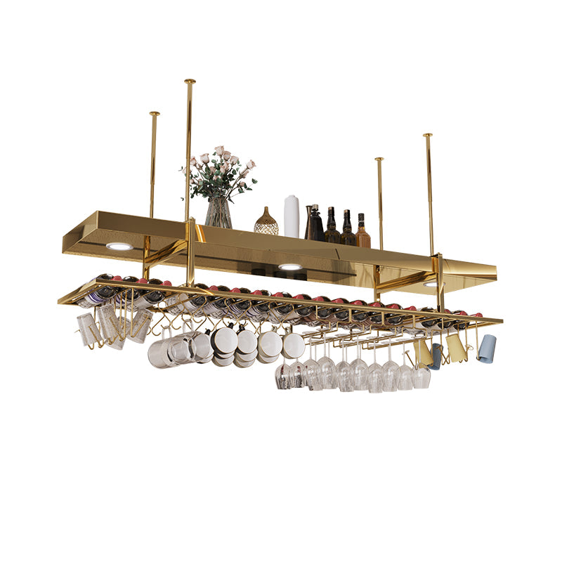 Modern Hanging Wine Rack Bottle Metal Kitchen Wine Bottle Holder Gold 1 Piece Clearhalo 'furn' 'furn_wine_racks' 'Furniture' 'Kitchen & Dining Furniture' 'Wine Racks' 'wine_racks' 7471535