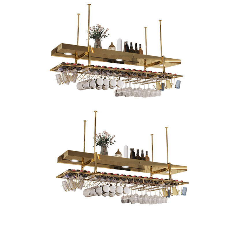 Modern Hanging Wine Rack Bottle Metal Kitchen Wine Bottle Holder Gold 2 Piece Set Clearhalo 'furn' 'furn_wine_racks' 'Furniture' 'Kitchen & Dining Furniture' 'Wine Racks' 'wine_racks' 7471536