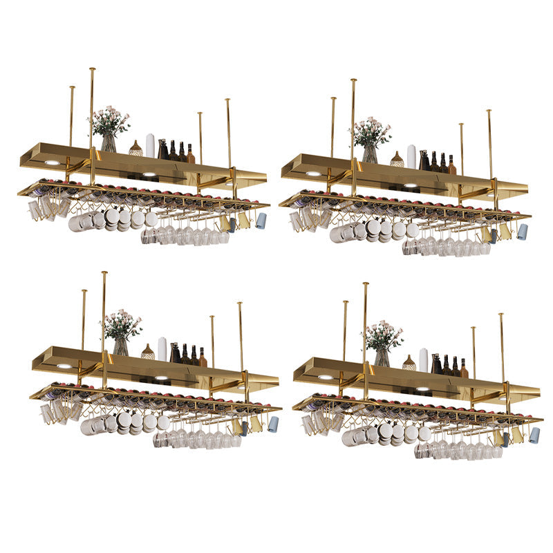 Modern Hanging Wine Rack Bottle Metal Kitchen Wine Bottle Holder Gold 4 Piece Set Clearhalo 'furn' 'furn_wine_racks' 'Furniture' 'Kitchen & Dining Furniture' 'Wine Racks' 'wine_racks' 7471538