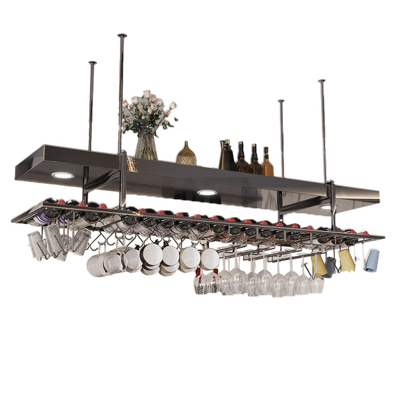 Modern Hanging Wine Rack Bottle Metal Kitchen Wine Bottle Holder Black 1 Piece Clearhalo 'furn' 'furn_wine_racks' 'Furniture' 'Kitchen & Dining Furniture' 'Wine Racks' 'wine_racks' 7471540