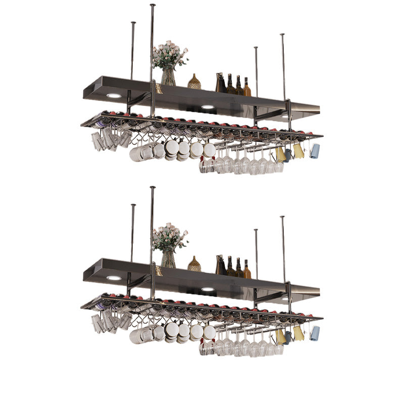 Modern Hanging Wine Rack Bottle Metal Kitchen Wine Bottle Holder Black 2 Piece Set Clearhalo 'furn' 'furn_wine_racks' 'Furniture' 'Kitchen & Dining Furniture' 'Wine Racks' 'wine_racks' 7471542