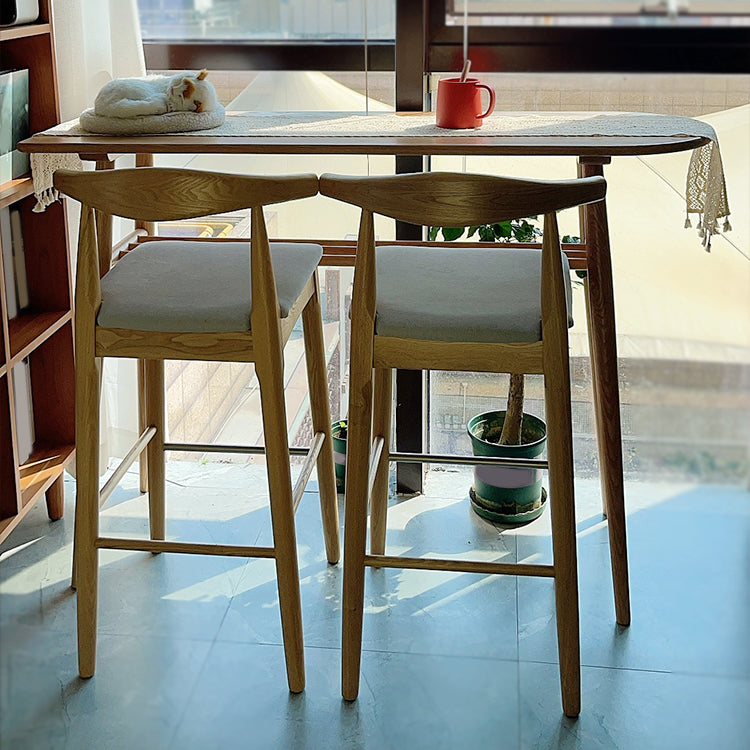 Juego de pub con altura de mostrador natural, mesa de bar de madera maciza de 1/2/3 piezas y taburetes tapizados