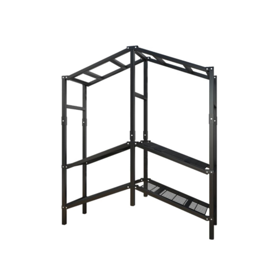 Moderne stijl vrijstaande garderobe Armoire metalen garderobe met planken en kledingrail