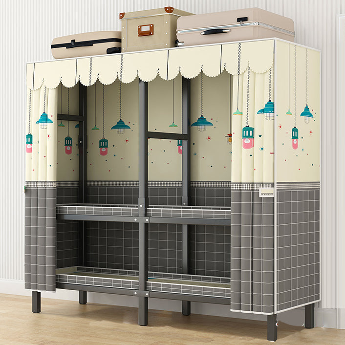 Moderne stijl vrijstaande garderobe Armoire metalen garderobe met planken en kledingrail