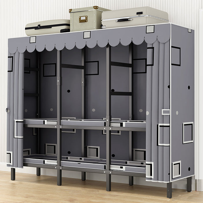 Moderne stijl vrijstaande garderobe Armoire metalen garderobe met planken en kledingrail