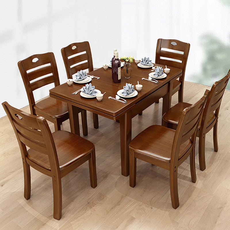 Table de salle à manger en bois massif marron Table de dinette contemporaine