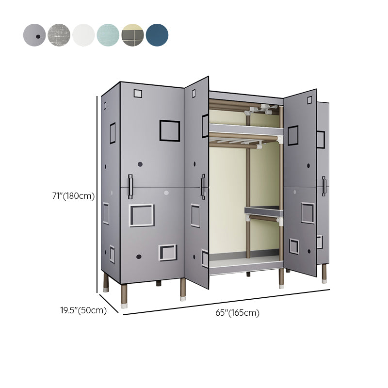 Foldable Freestanding Wardrobe Metal Frame Multifunctional Wardrobe for ...