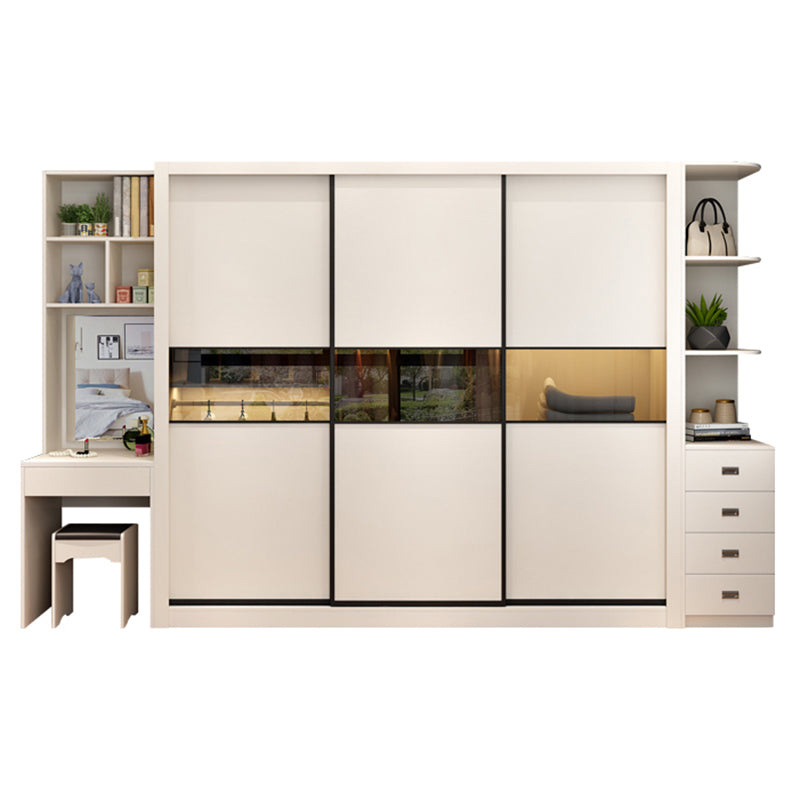 Contemporary Home Engineered Wood Wardrobe Freestanding Wardrobe Closet Wardrobe & Makeup Vanities & Side Cabinet 79"L x 24"W x 79"H Clearhalo 'Armoires & Wardrobes' 'armoires_wardrobes' 'Bedroom Furniture' 'furn' 'furn_armoires_wardrobes' 'Furniture' 7471851
