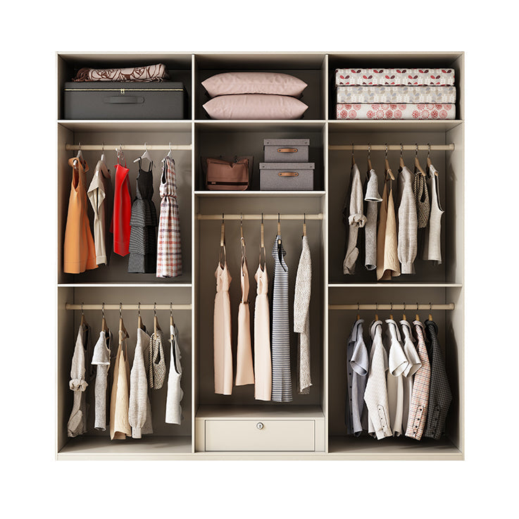 Modern Artificial Wood Wardrobe Freestanding Wardrobe in White Clearhalo 'Armoires & Wardrobes' 'armoires_wardrobes' 'Bedroom Furniture' 'furn' 'furn_armoires_wardrobes' 'Furniture' 7472071