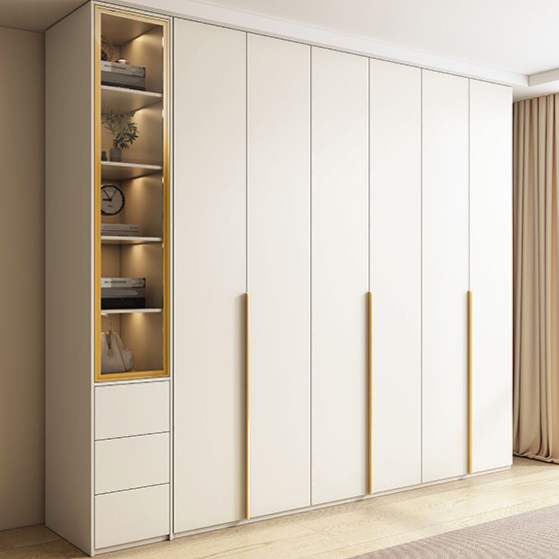 Modern Artificial Wood Wardrobe Freestanding Wardrobe in White Clearhalo 'Armoires & Wardrobes' 'armoires_wardrobes' 'Bedroom Furniture' 'furn' 'furn_armoires_wardrobes' 'Furniture' 7472075