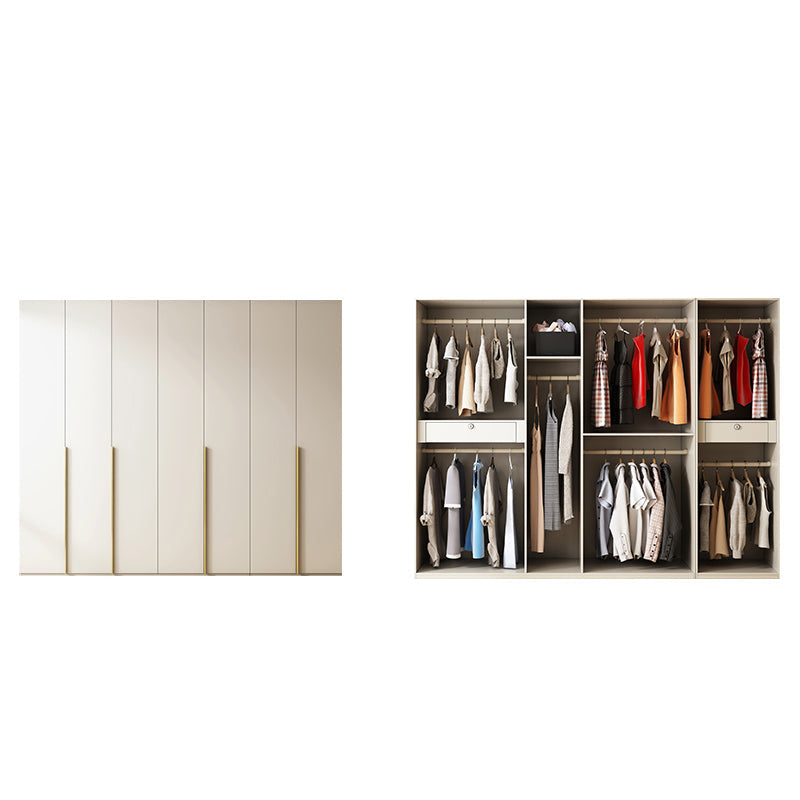 Modern Artificial Wood Wardrobe Freestanding Wardrobe in White 102"L x 22"W x 79"H Clearhalo 'Armoires & Wardrobes' 'armoires_wardrobes' 'Bedroom Furniture' 'furn' 'furn_armoires_wardrobes' 'Furniture' 7472080