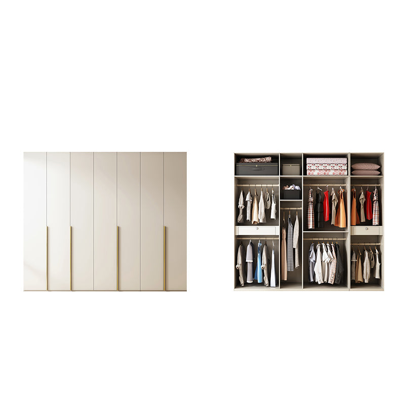 Modern Artificial Wood Wardrobe Freestanding Wardrobe in White 102"L x 22"W x 94"H Clearhalo 'Armoires & Wardrobes' 'armoires_wardrobes' 'Bedroom Furniture' 'furn' 'furn_armoires_wardrobes' 'Furniture' 7472081