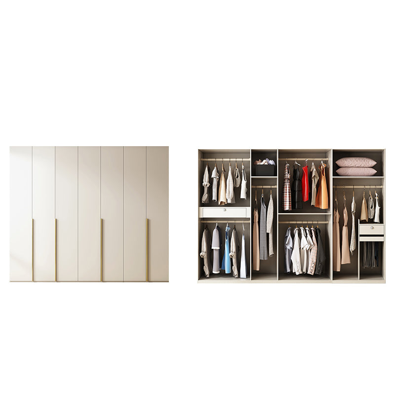 Modern Artificial Wood Wardrobe Freestanding Wardrobe in White 110"L x 22"W x 79"H Clearhalo 'Armoires & Wardrobes' 'armoires_wardrobes' 'Bedroom Furniture' 'furn' 'furn_armoires_wardrobes' 'Furniture' 7472082
