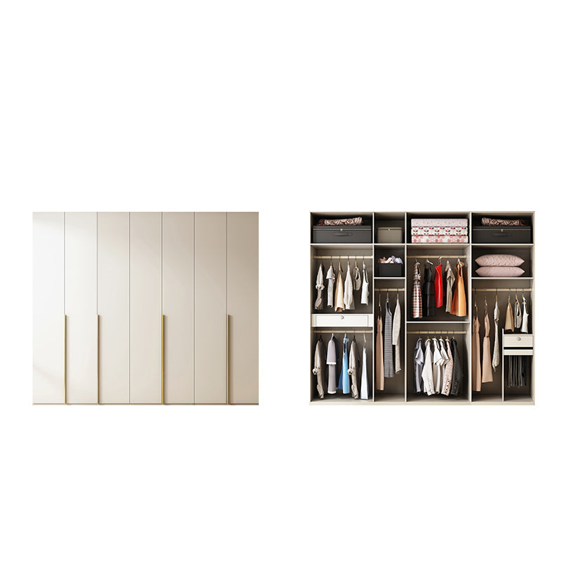 Modern Artificial Wood Wardrobe Freestanding Wardrobe in White 110"L x 22"W x 94"H Clearhalo 'Armoires & Wardrobes' 'armoires_wardrobes' 'Bedroom Furniture' 'furn' 'furn_armoires_wardrobes' 'Furniture' 7472083