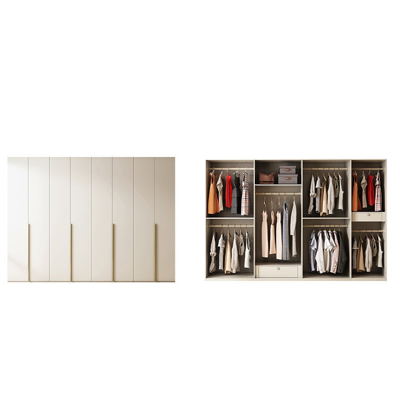 Modern Artificial Wood Wardrobe Freestanding Wardrobe in White 118"L x 22"W x 79"H Clearhalo 'Armoires & Wardrobes' 'armoires_wardrobes' 'Bedroom Furniture' 'furn' 'furn_armoires_wardrobes' 'Furniture' 7472084