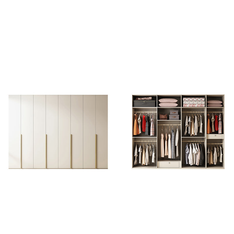 Modern Artificial Wood Wardrobe Freestanding Wardrobe in White 118"L x 22"W x 94"H Clearhalo 'Armoires & Wardrobes' 'armoires_wardrobes' 'Bedroom Furniture' 'furn' 'furn_armoires_wardrobes' 'Furniture' 7472085