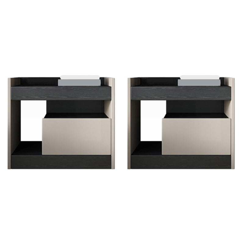 Contemporary Night Table Faux Wood Bedside Cabinet with Drawer Right 2 Piece Set Clearhalo 'Bedroom Furniture' 'furn' 'furn_night_stand' 'Furniture' 'night_stand' 'Nightstands' 7472280