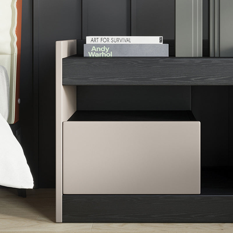 Contemporary Night Table Faux Wood Bedside Cabinet with Drawer Clearhalo 'Bedroom Furniture' 'furn' 'furn_night_stand' 'Furniture' 'night_stand' 'Nightstands' 7472284