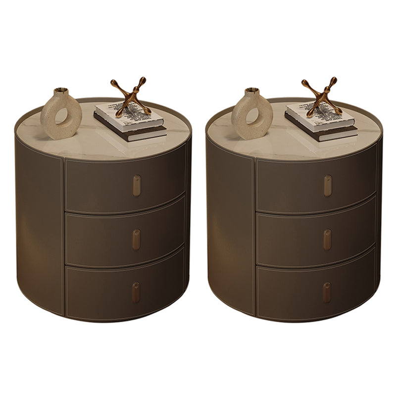 Table de chevet de table en pierre de table glamour avec 3 tiroirs