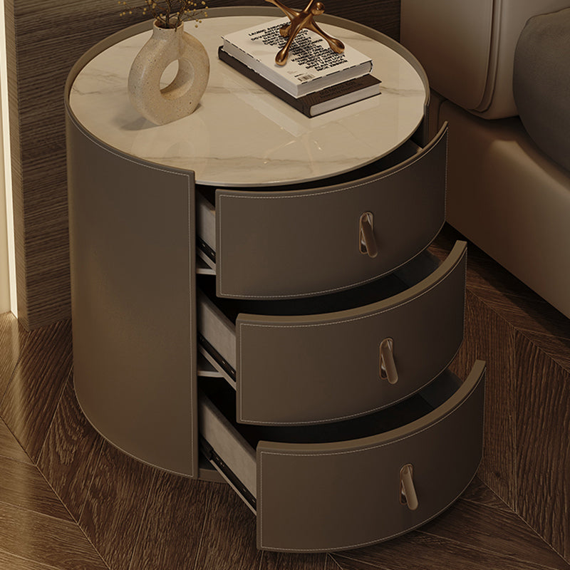 Table de chevet de table en pierre de table glamour avec 3 tiroirs