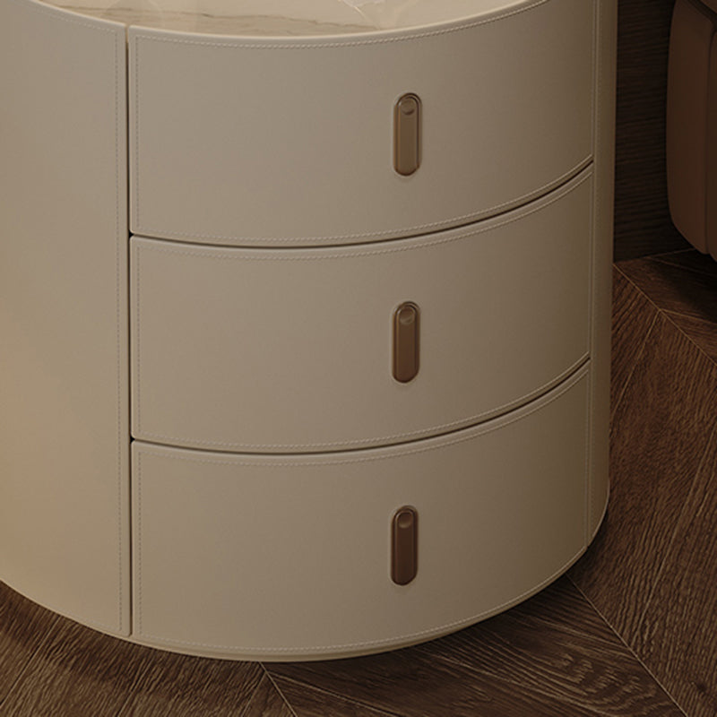 Table de chevet de table en pierre de table glamour avec 3 tiroirs