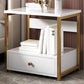 Contemporary Night Table Faux Wood Bedside Cabinet for Bedroom White-Gold 1 Piece 1 Clearhalo 'Bedroom Furniture' 'furn' 'furn_night_stand' 'Furniture' 'night_stand' 'Nightstands' 7472408