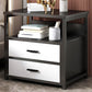 Contemporary Night Table Faux Wood Bedside Cabinet for Bedroom White-Black 1 Piece 2 Clearhalo 'Bedroom Furniture' 'furn' 'furn_night_stand' 'Furniture' 'night_stand' 'Nightstands' 7472419