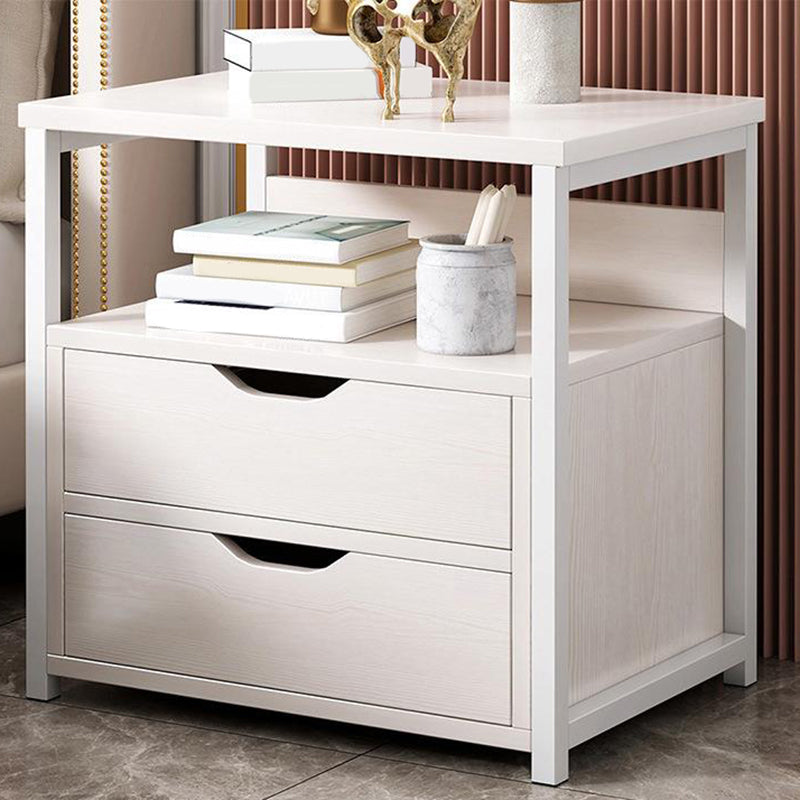 Contemporary Night Table Faux Wood Bedside Cabinet for Bedroom White 1 Piece 2 Clearhalo 'Bedroom Furniture' 'furn' 'furn_night_stand' 'Furniture' 'night_stand' 'Nightstands' 7472423