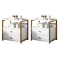 Contemporary Night Table Faux Wood Bedside Cabinet for Bedroom White-Gold 2 Piece Set 2 Clearhalo 'Bedroom Furniture' 'furn' 'furn_night_stand' 'Furniture' 'night_stand' 'Nightstands' 7472432