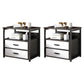 Contemporary Night Table Faux Wood Bedside Cabinet for Bedroom White-Black 2 Piece Set 2 Clearhalo 'Bedroom Furniture' 'furn' 'furn_night_stand' 'Furniture' 'night_stand' 'Nightstands' 7472433