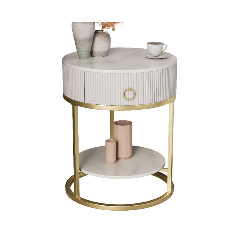 Glam Bed Nightstand Stone Accent Table Nightstand with Drawer Clearhalo 'Bedroom Furniture' 'furn' 'furn_night_stand' 'Furniture' 'night_stand' 'Nightstands' 7472567