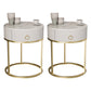 Glam Bed Nightstand Stone Accent Table Nightstand with Drawer White-Gold 2 Piece Set Shelf Not Included Clearhalo 'Bedroom Furniture' 'furn' 'furn_night_stand' 'Furniture' 'night_stand' 'Nightstands' 7472590