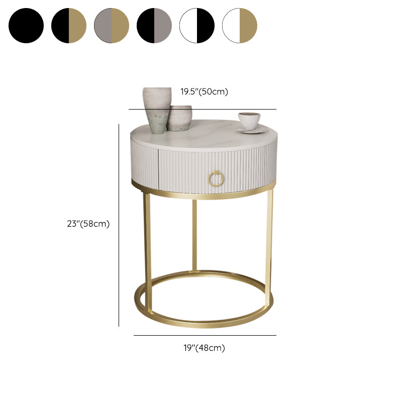 Glam Bed Nightstand Stone Accent Table Nightstand with Drawer Clearhalo 'Bedroom Furniture' 'furn' 'furn_night_stand' 'Furniture' 'night_stand' 'Nightstands' 7472593