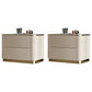 Stone Accent Table Nightstand Glam Bedside Cabinet with Drawers