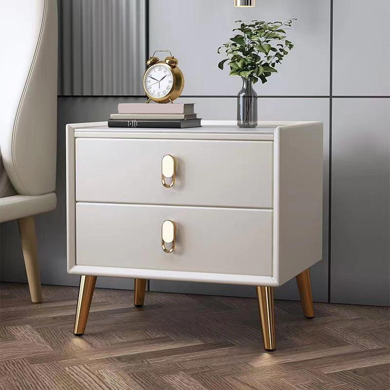 Glam Accent Table Nightstand Stone Bedside Cabinet with Drawers Off-White 1 Piece Clearhalo 'Bedroom Furniture' 'furn' 'furn_night_stand' 'Furniture' 'night_stand' 'Nightstands' 7472734