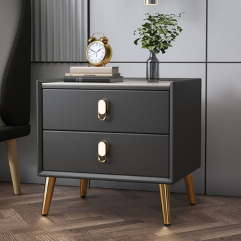 Glam Accent Table Nightstand Stone Bedside Cabinet with Drawers Dark Gray 1 Piece Clearhalo 'Bedroom Furniture' 'furn' 'furn_night_stand' 'Furniture' 'night_stand' 'Nightstands' 7472738