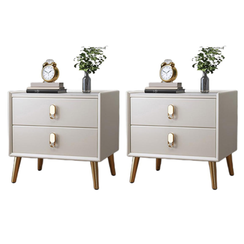 Glam Accent Table Nightstand Stone Bedside Cabinet with Drawers Off-White 2 Piece Set Clearhalo 'Bedroom Furniture' 'furn' 'furn_night_stand' 'Furniture' 'night_stand' 'Nightstands' 7472744