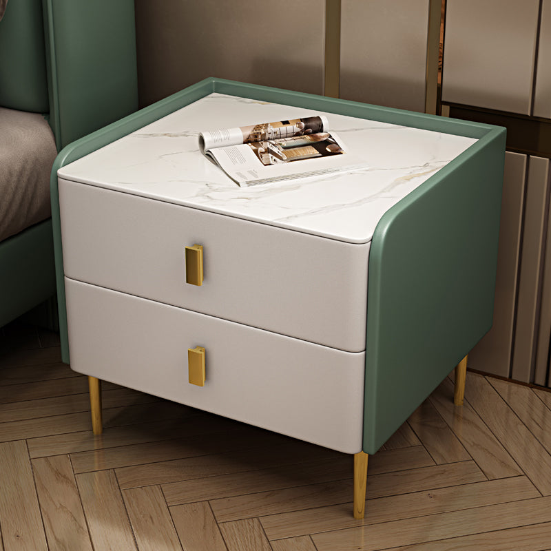 Comodino da comodino in pietra glam accento comodino con 2 cassetti