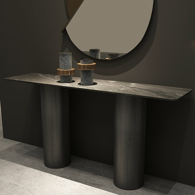 Modern Rectangular Console Table Stone Console Sofa Table in Grey Clearhalo 'Console Tables' 'console_tables' 'Entry & Mudroom Furniture' 'furn' 'furn_console_tables' 'Furniture' 7472833