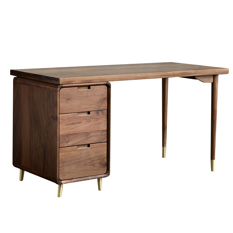 Glam Style Wood Office Desk rechthoekige vorm Taakbureau met 3 laden voor thuis
