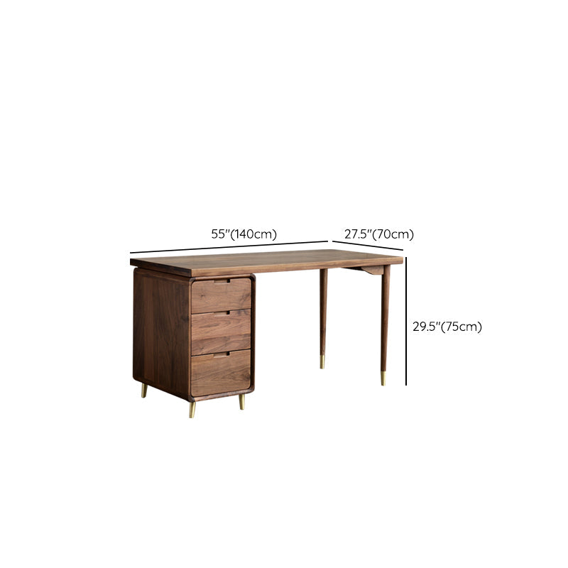 Glam Style Wood Office Desk rechthoekige vorm Taakbureau met 3 laden voor thuis