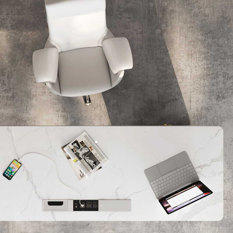 Rectangle Stone Top Office Desk Glam Writing Desk with Drawers for Office Clearhalo 'furn' 'furn_office_desk' 'Furniture' 'Office Desks' 'Office Furniture' 'office_desk' 7473484