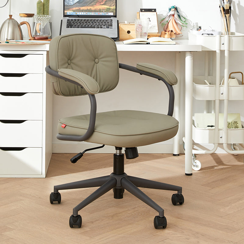 Modern Padded Arms Office Chair Tilt Mechanism Leather No Distressing Ergonomic Chair Grey 1 Piece Clearhalo 'furn' 'furn_office_chair' 'Furniture' 'Office Chairs' 'Office Furniture' 'office_chair' 7473521