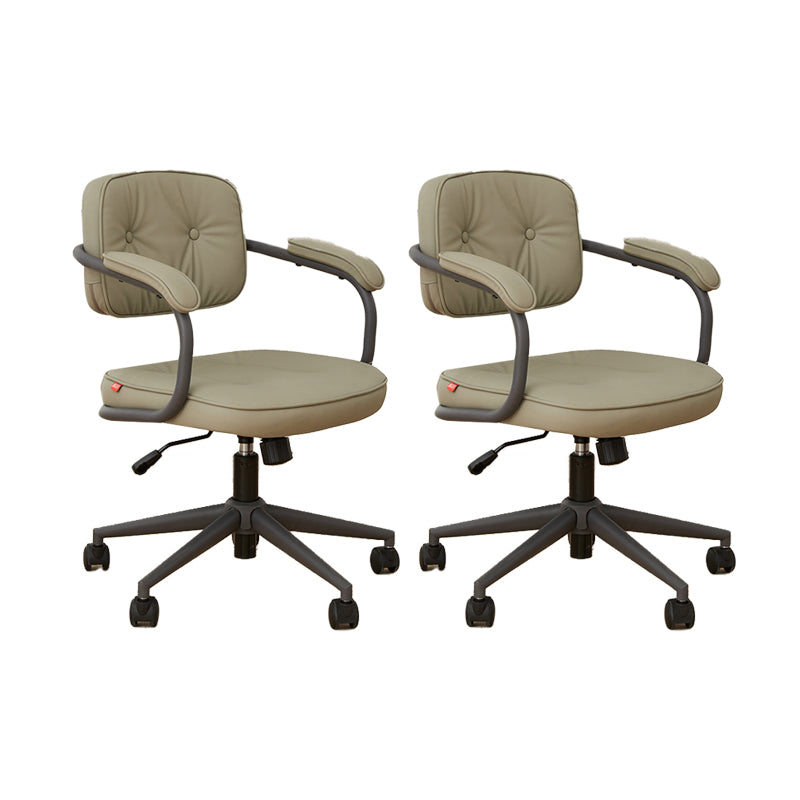 Modern Padded Arms Office Chair Tilt Mechanism Leather No Distressing Ergonomic Chair Grey 2 Piece Set Clearhalo 'furn' 'furn_office_chair' 'Furniture' 'Office Chairs' 'Office Furniture' 'office_chair' 7473522
