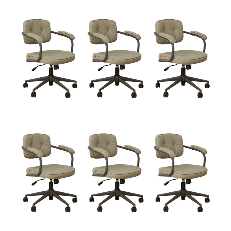Modern Padded Arms Office Chair Tilt Mechanism Leather No Distressing Ergonomic Chair Grey 6 Piece Set Clearhalo 'furn' 'furn_office_chair' 'Furniture' 'Office Chairs' 'Office Furniture' 'office_chair' 7473526