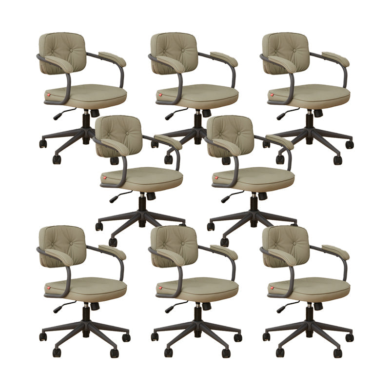 Modern Padded Arms Office Chair Tilt Mechanism Leather No Distressing Ergonomic Chair Grey 8 Piece Set Clearhalo 'furn' 'furn_office_chair' 'Furniture' 'Office Chairs' 'Office Furniture' 'office_chair' 7473529