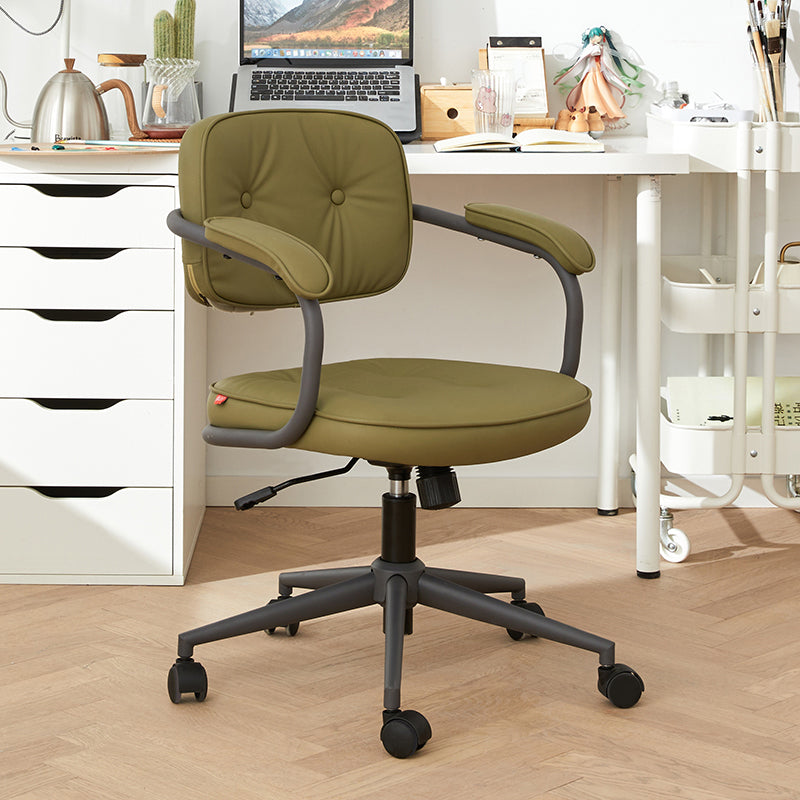 Modern Padded Arms Office Chair Tilt Mechanism Leather No Distressing Ergonomic Chair Green 1 Piece Clearhalo 'furn' 'furn_office_chair' 'Furniture' 'Office Chairs' 'Office Furniture' 'office_chair' 7473530